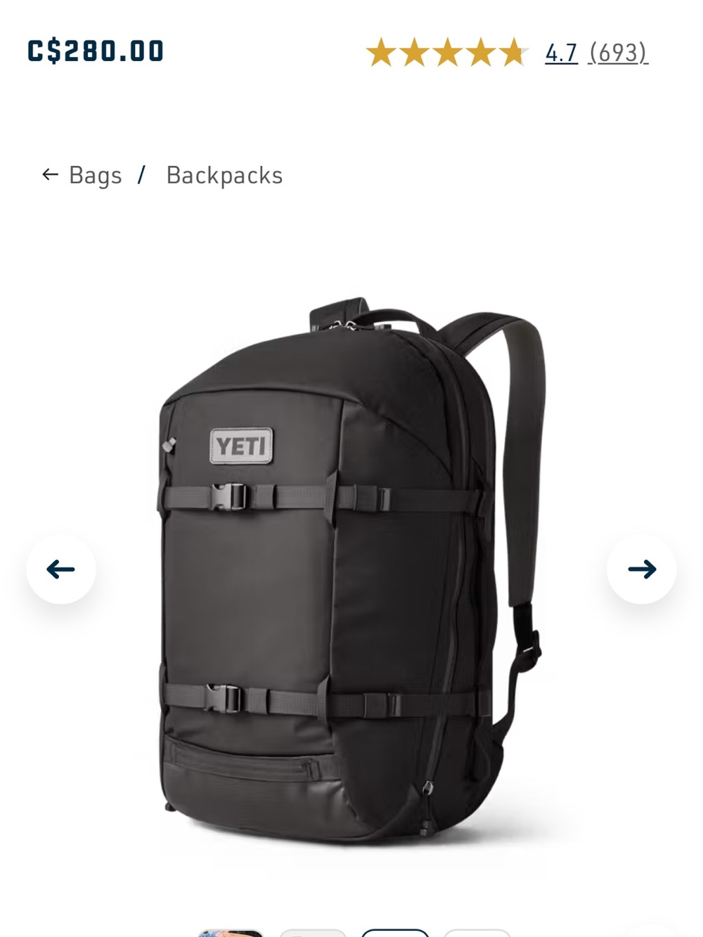 YETI Black Men's Backpack - Durable Travel Pack